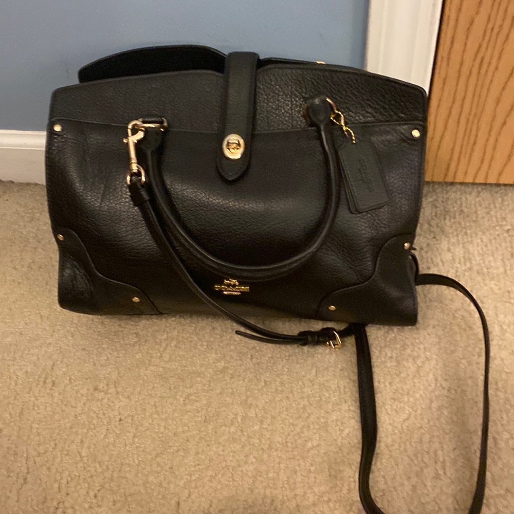 Coach black leather bag